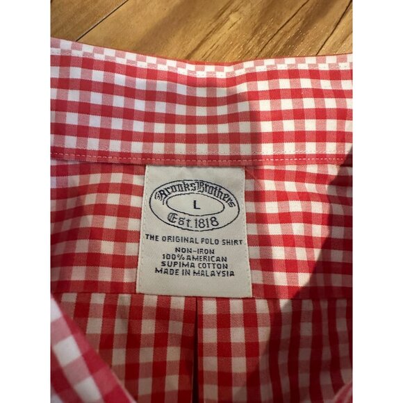 Brooks Brothers Red & White Checkered The Original Polo Shirt size L - Picture 2 of 7